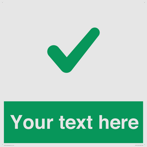 Custom green background, green tick sign